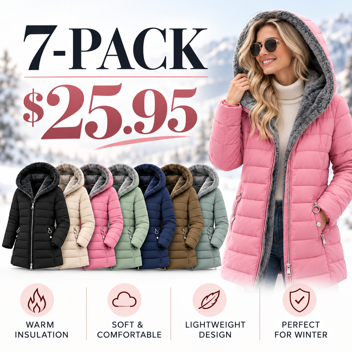 Women's Winter Thickened Down Jacket，Warm Long Puffer Coat Fleece Lined Parka