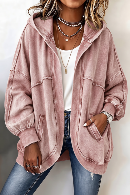 🎁New Arrivals🎉Cozy Vintage-Washed Hooded Sweatshirt Jacket