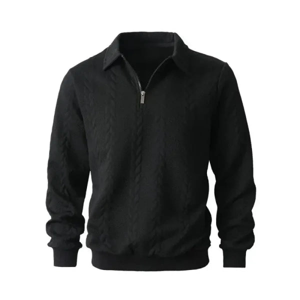 Men's Fall Winter Outfits Knitted Polo Neck Long Sleeve Sweatshirt for Daliy Wear