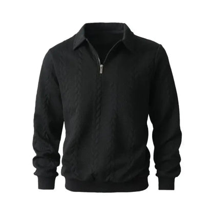 Men's Fall Winter Outfits Knitted Polo Neck Long Sleeve Sweatshirt for Daliy Wear