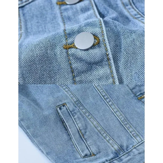 Women's Solid Color Button Denim Jacket