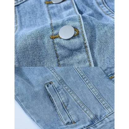 Women's Solid Color Button Denim Jacket