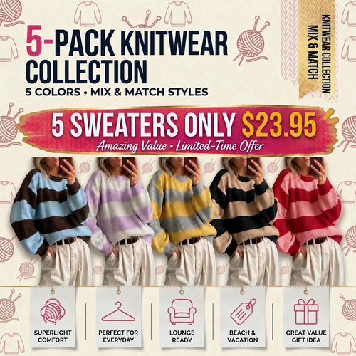 Retro Color Block Stripe Sweater, Oversized Knit Top