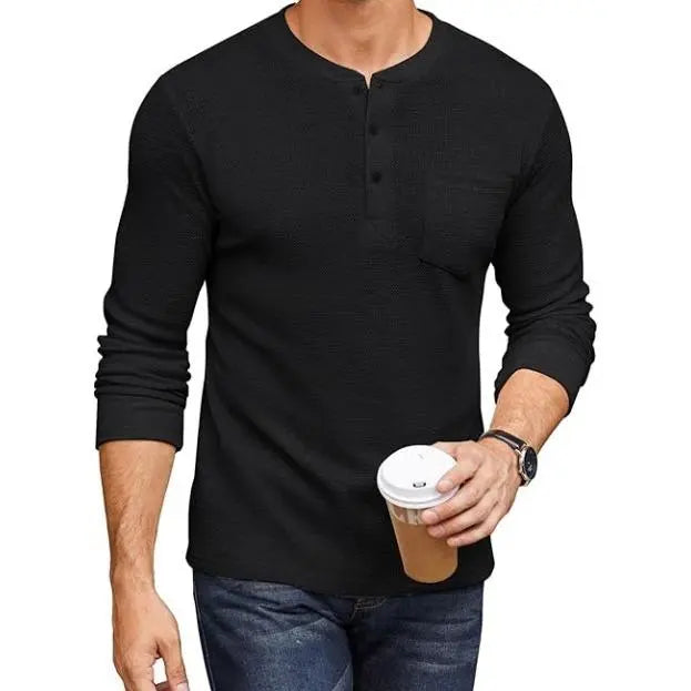 Men's Long Sleeve Waffle Henley Shirt