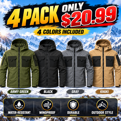 Men's Hooded Work Jacket, Waterproof & Windproof Outdoor Workwear Coat