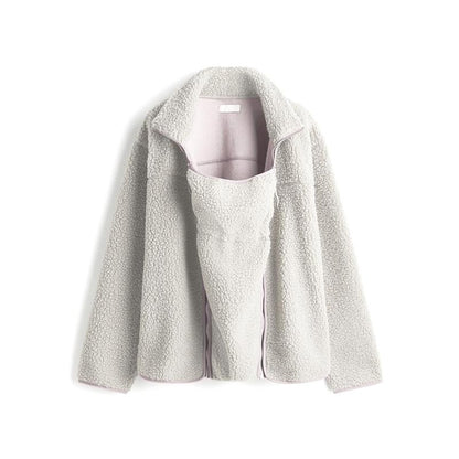 Women's 2-in-1 Hip-Length Casual Sports Outerwear Coat, Soft Teddy Fleece Long-Sleeve Zippered Top with Pocket