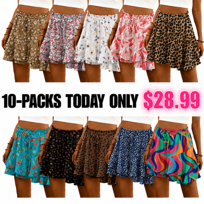 Flowy Shorts for Women Boho Ruffle Tiered Butterfly Skorts