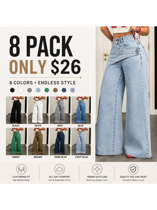 🔥MID YEAR SALE🔥Women's Loose-Fitting Trendy Asymmetrical Design Casual Denim Long Pants