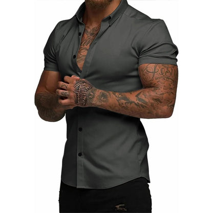 Men's slim fit stretch wrinkle-free button shirt