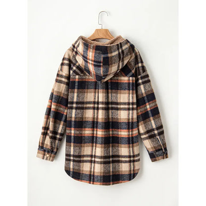 Women's Flannel Hooded Plaid 2026 Shacket Thick