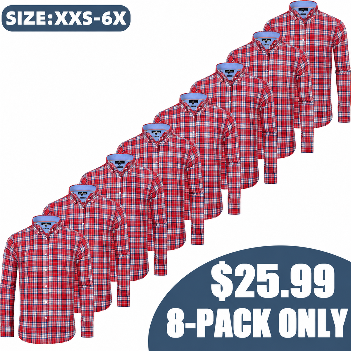 Clearance sale! Men's Plaid Button Down Shirts Cotton Long Sleeve Dress Shirts Regular Fit Gingham Shirts