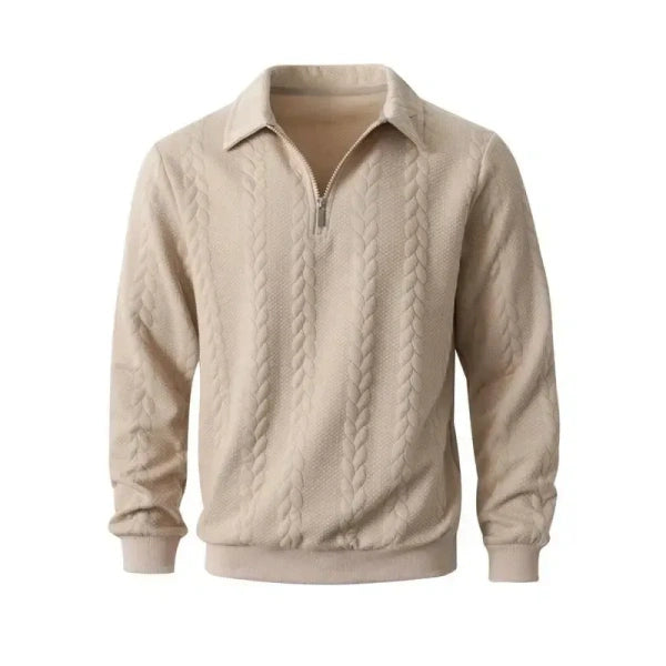 Men's Fall Winter Outfits Knitted Polo Neck Long Sleeve Sweatshirt for Daliy Wear