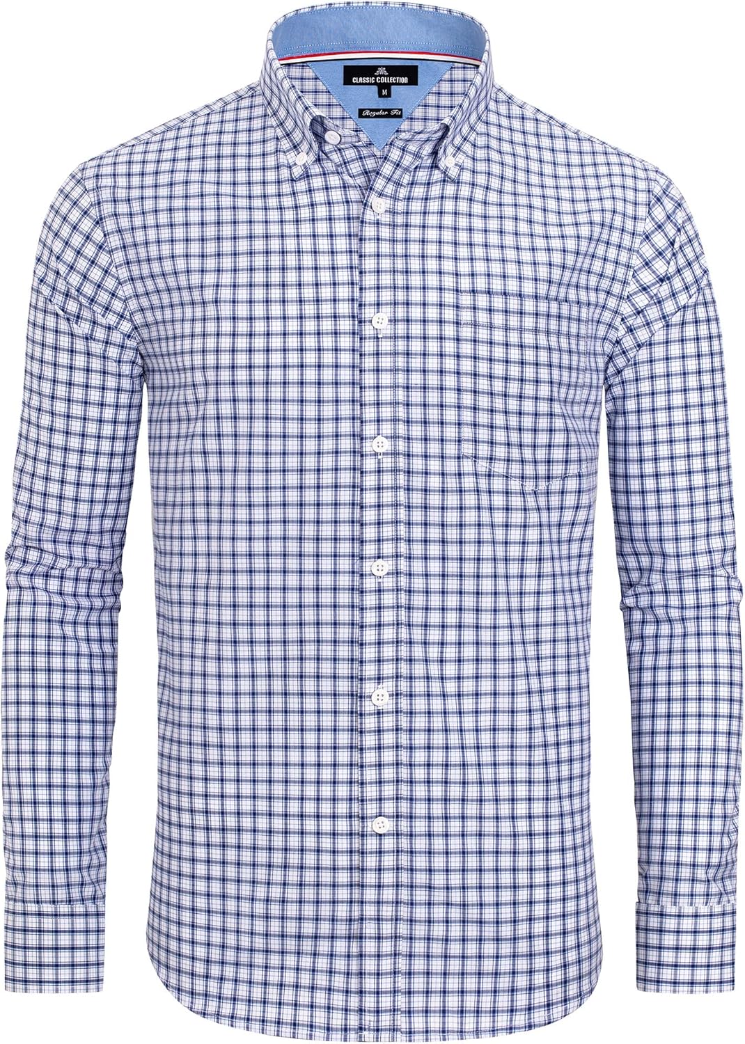 Clearance sale! Men's Plaid Button Down Shirts Cotton Long Sleeve Dress Shirts Regular Fit Gingham Shirts