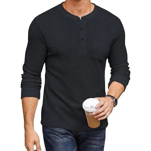 Men's Long Sleeve Waffle Henley Shirt