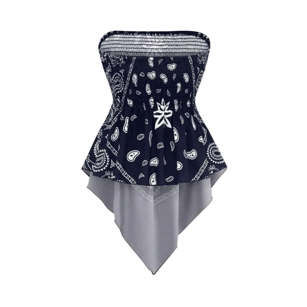 Plus Size Women's Strapless Towel Print Top
