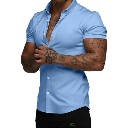 Men's slim fit stretch wrinkle-free button shirt