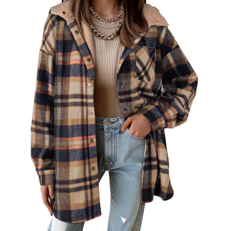 Women's Flannel Hooded Plaid 2026 Shacket Thick