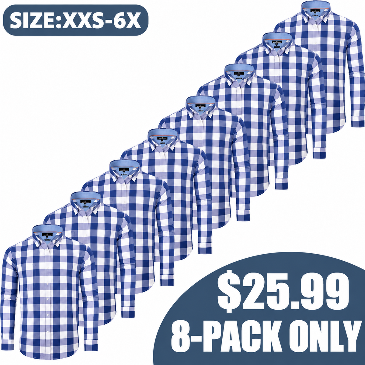 Clearance sale! Men's Plaid Button Down Shirts Cotton Long Sleeve Dress Shirts Regular Fit Gingham Shirts