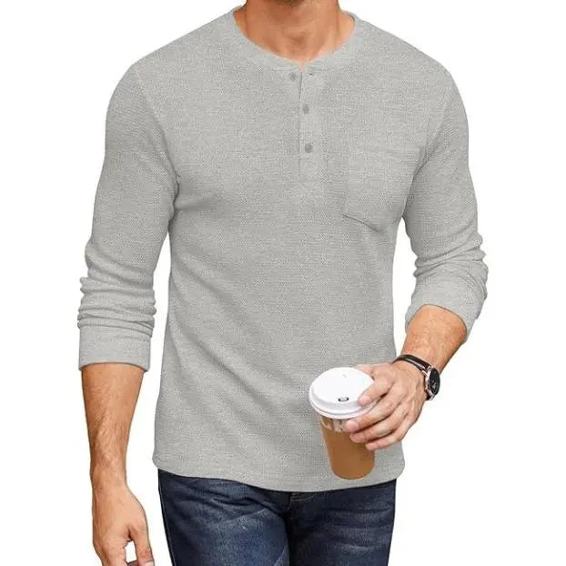 Men's Long Sleeve Waffle Henley Shirt