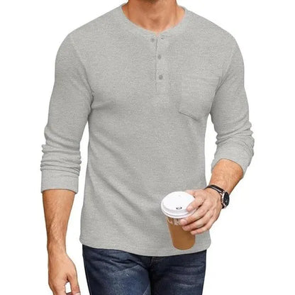 Men's Long Sleeve Waffle Henley Shirt