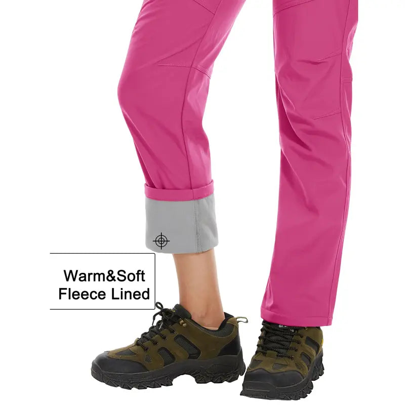 Women's Waterproof Insulated Snow Pants - Women's Clothes Fitted Cut Polyester Blend Cargo Jogger Pants with Zip,