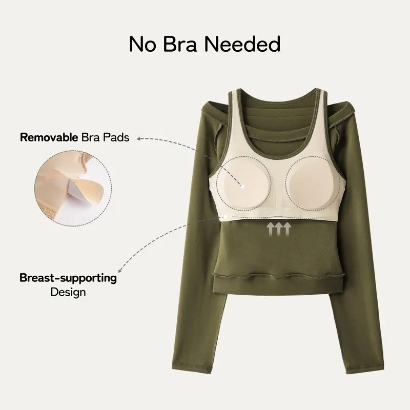 Women's Heat-Tech Multi-Wear Layering Bra Top - Long-Sleeves Minimalist Design