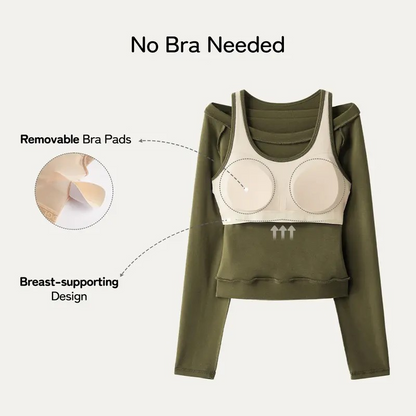 Women's Heat-Tech Multi-Wear Layering Bra Top - Long-Sleeves Minimalist Design