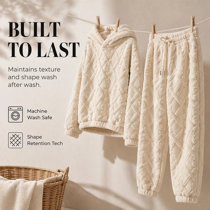Textured Fleece-Look Hoodie And Pants Set