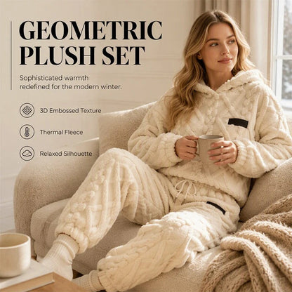 Textured Fleece-Look Hoodie And Pants Set