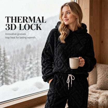 Textured Fleece-Look Hoodie And Pants Set
