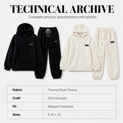 Textured Fleece-Look Hoodie And Pants Set