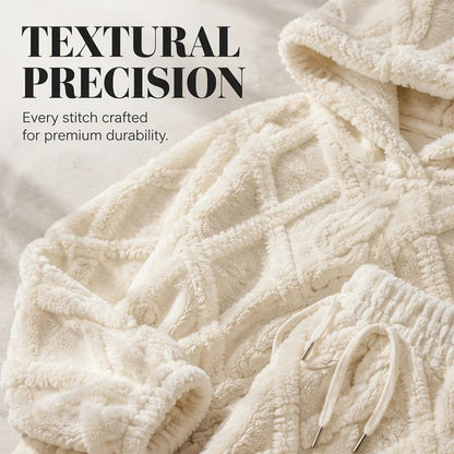 Textured Fleece-Look Hoodie And Pants Set