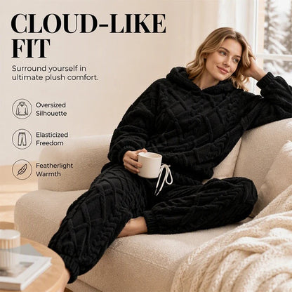 Textured Fleece-Look Hoodie And Pants Set