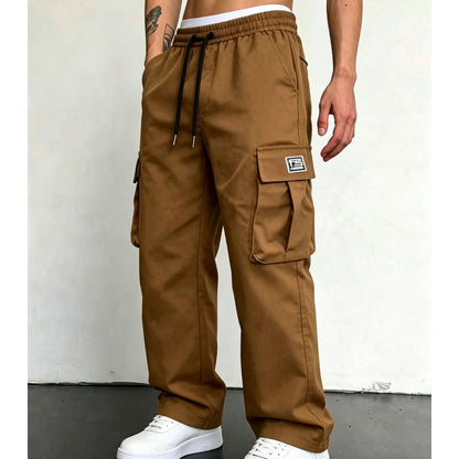 Men’s Stretch Cotton Loose-Fit Drawstring Pants – Comfortable Everyday Casual Trousers with Functional Pockets