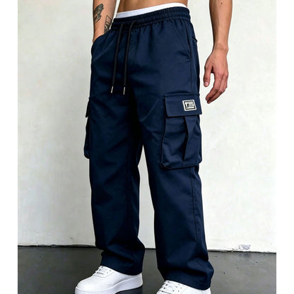 Men’s Stretch Cotton Loose-Fit Drawstring Pants – Comfortable Everyday Casual Trousers with Functional Pockets