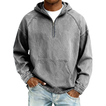 ✨Men's Casual Half-Zip Denim Jacket