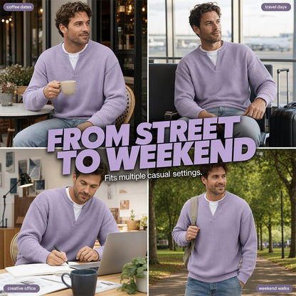 Timeless Comfort | Men's Textured Waffle Layered-Look Long-Sleeve Tee