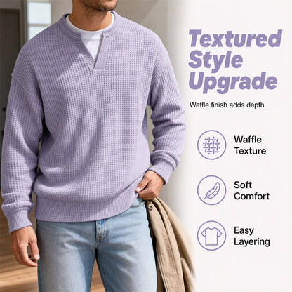 Timeless Comfort | Men's Textured Waffle Layered-Look Long-Sleeve Tee