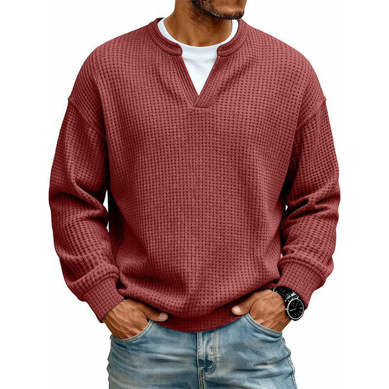 Timeless Comfort | Men's Textured Waffle Layered-Look Long-Sleeve Tee