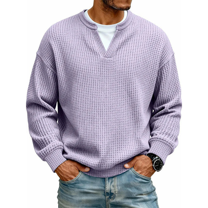 Timeless Comfort | Men's Textured Waffle Layered-Look Long-Sleeve Tee