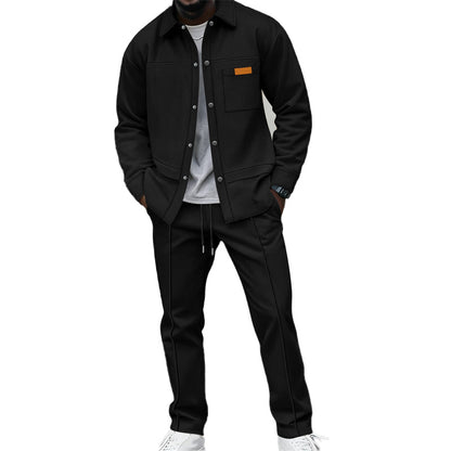 Men's two-piece casual set: waffle knit jacket and trousers