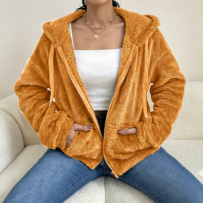 🎉✨Damen Kapuzenjacke aus kuscheligem, flauschigem Material