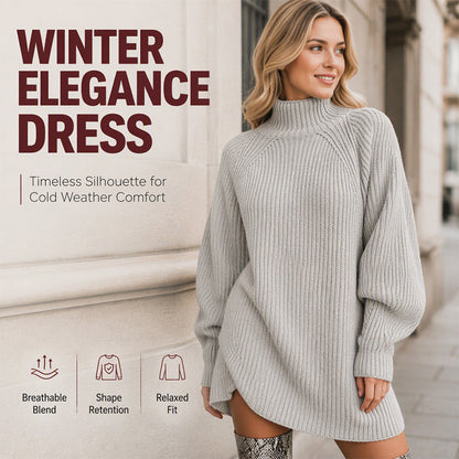 Cozy High Neck, Flattering Relaxed Drape | Women's Knit Sweater Dress