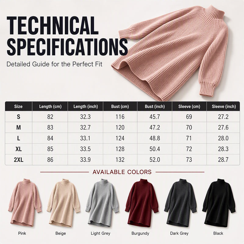 Cozy High Neck, Flattering Relaxed Drape | Women's Knit Sweater Dress