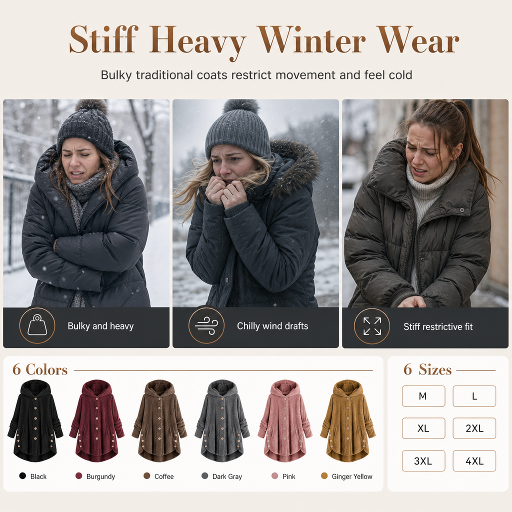 🌸Loose Plus-Size, Durable & Versatile🧥 Women's Fleece Hooded Coat