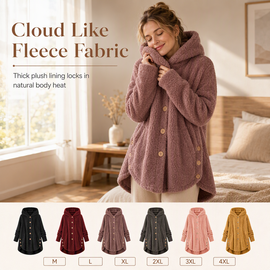 🌸Loose Plus-Size, Durable & Versatile🧥 Women's Fleece Hooded Coat
