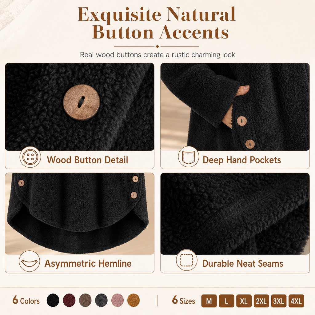 🌸Loose Plus-Size, Durable & Versatile🧥 Women's Fleece Hooded Coat