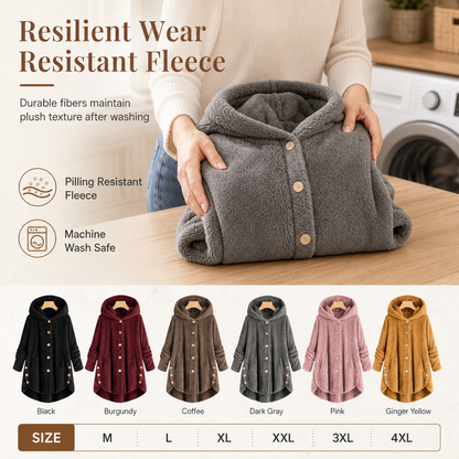 🌸Loose Plus-Size, Durable & Versatile🧥 Women's Fleece Hooded Coat